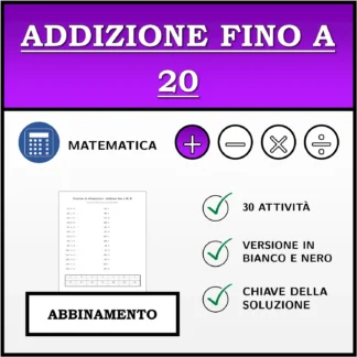Esercizio di abbinamento: Addizione fino a 20