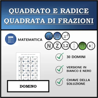 Domino: Quadrato e radice quadrata di frazioni