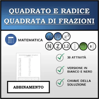 Esercizio di abbinamento: Quadrato e radice quadrata di frazioni