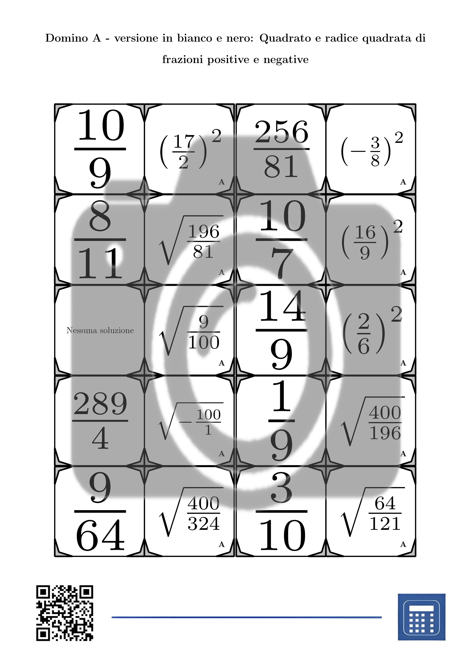 Domino: Quadrato e radice quadrata di frazioni positive e negative - immagine 3