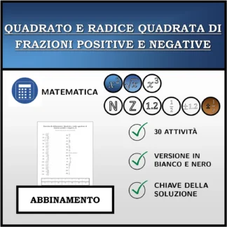 Esercizio di abbinamento: Quadrato e radice quadrata di frazioni positive e negative