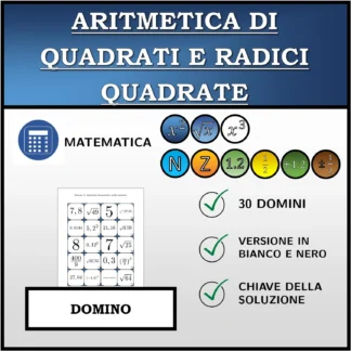Domino: Aritmetica di quadrati e radici quadrate