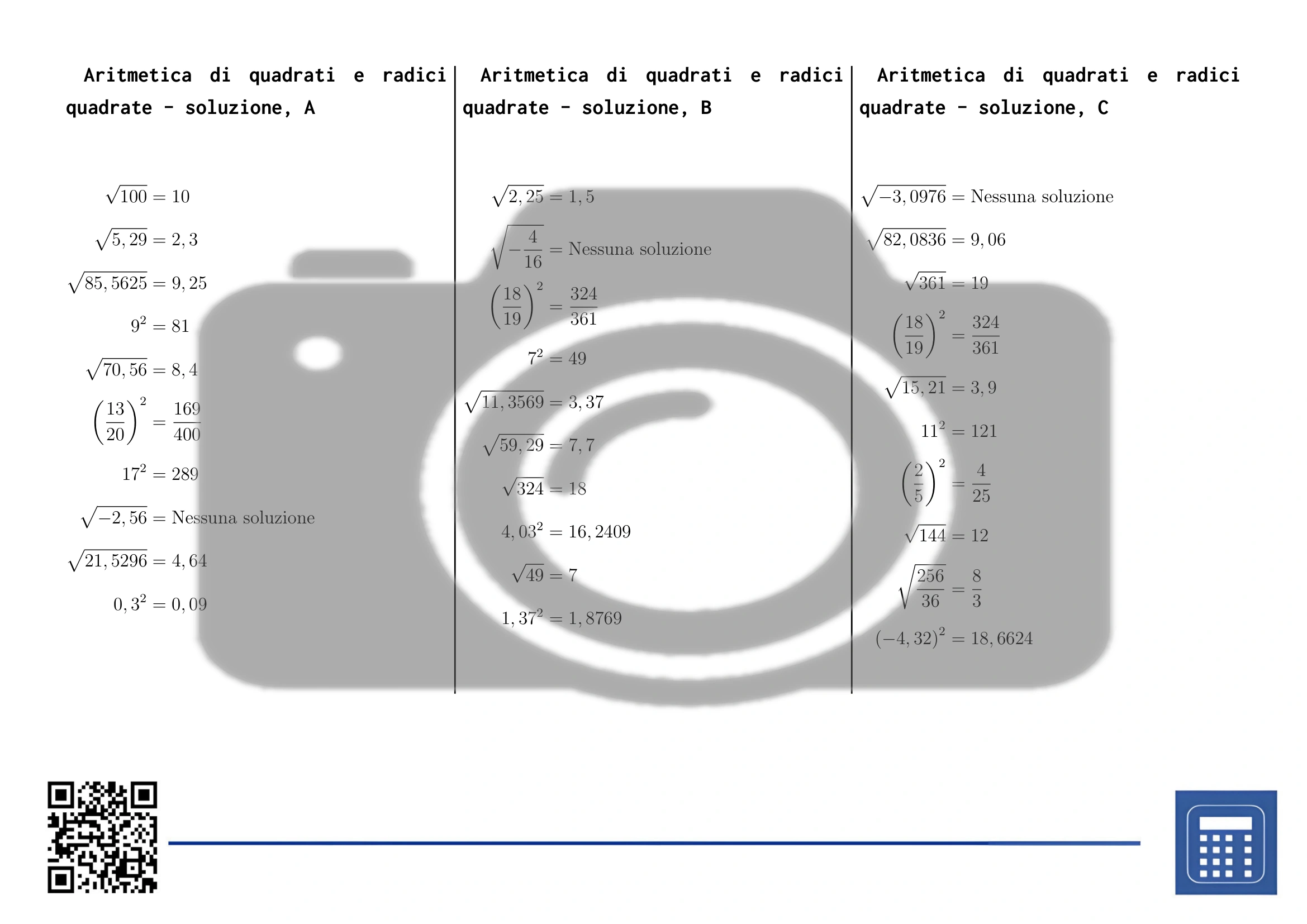 Scheda di lavoro: Aritmetica di quadrati e radici quadrate - immagine 4