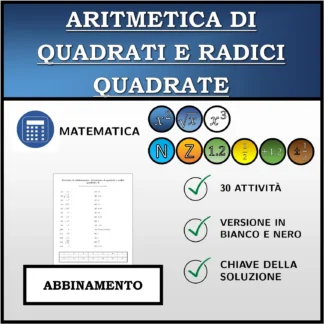 Esercizio di abbinamento: Aritmetica di quadrati e radici quadrate