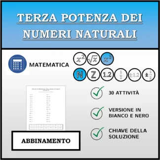 Esercizio di abbinamento: Terza potenza dei numeri naturali