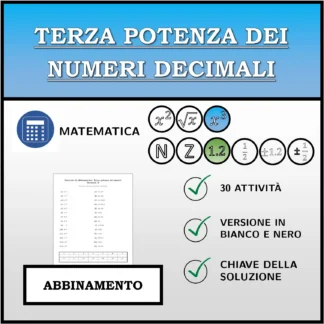 Esercizio di abbinamento: Terza potenza dei numeri decimali