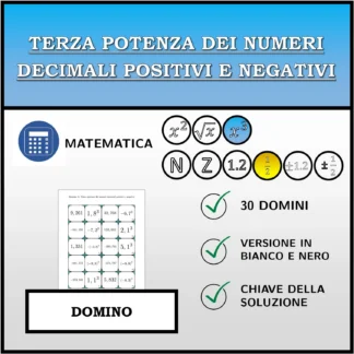 Domino: Terza potenza dei numeri decimali positivi e negativi
