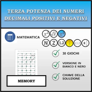 Memory: Terza potenza dei numeri decimali positivi e negativi