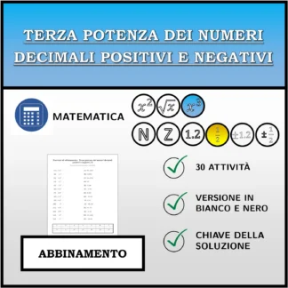 Esercizio di abbinamento: Terza potenza dei numeri decimali positivi e negativi
