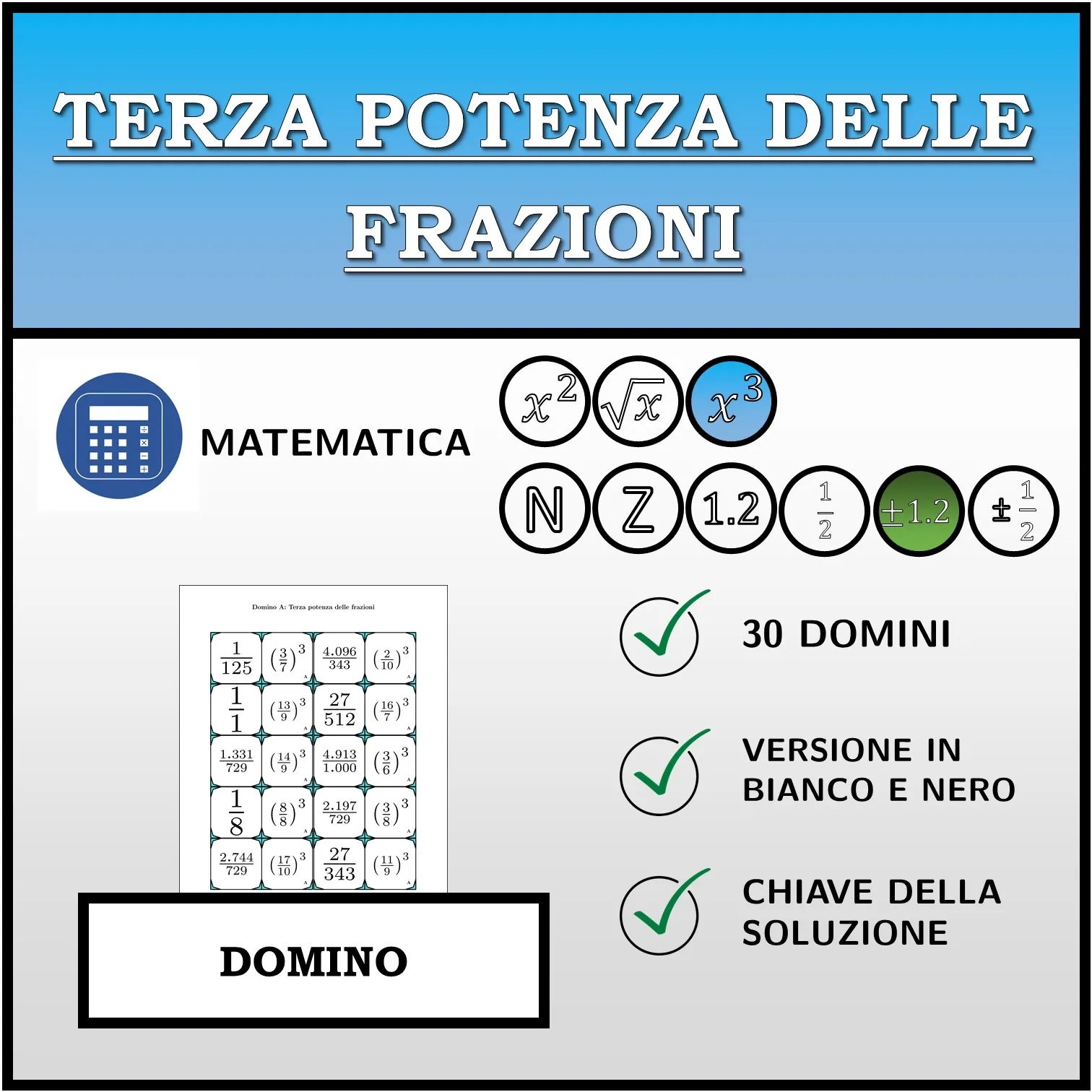Domino: Terza potenza delle frazioni