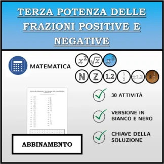 Esercizio di abbinamento: Terza potenza delle frazioni positive e negative