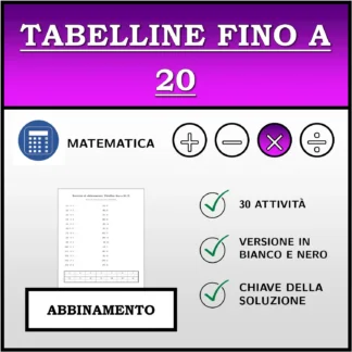 Esercizio di abbinamento: Tabelline fino a 20