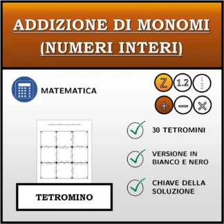 Tetramino: Addizione di monomi (numeri interi)