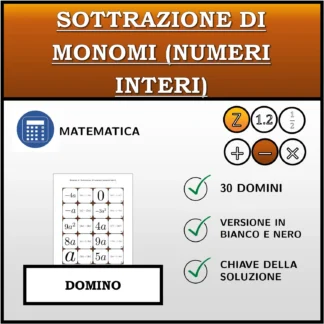 Domino: Sottrazione di monomi (numeri interi)