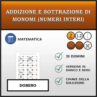 Domino: Addizione e sottrazione di monomi (numeri interi)