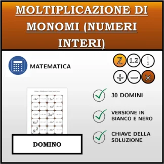 Domino: Moltiplicazione di monomi (numeri interi)
