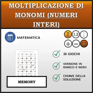 Memory: Moltiplicazione di monomi (numeri interi)