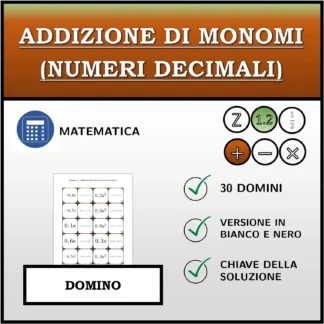 Domino: Addizione di monomi (numeri decimali)