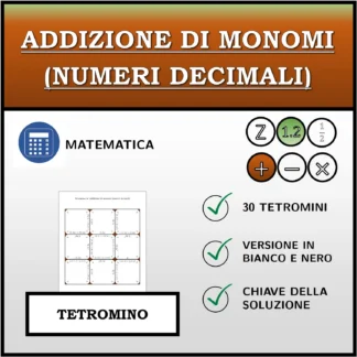 Tetramino: Addizione di monomi (numeri decimali)