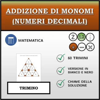 Trimino: Addizione di monomi (numeri decimali)