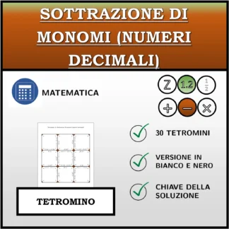 Tetramino: Sottrazione di monomi (numeri decimali)