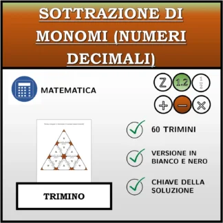 Trimino: Sottrazione di monomi (numeri decimali)