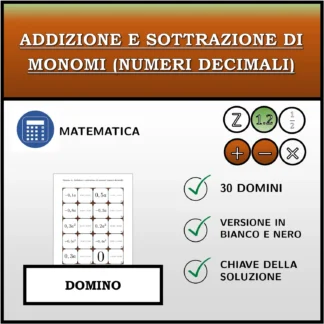 Domino: Addizione e sottrazione di monomi (numeri decimali)