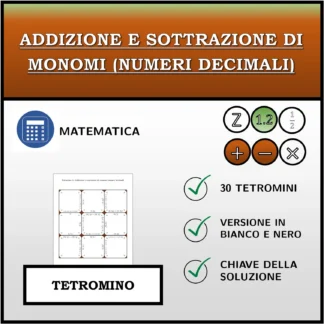 Tetramino: Addizione e sottrazione di monomi (numeri decimali)