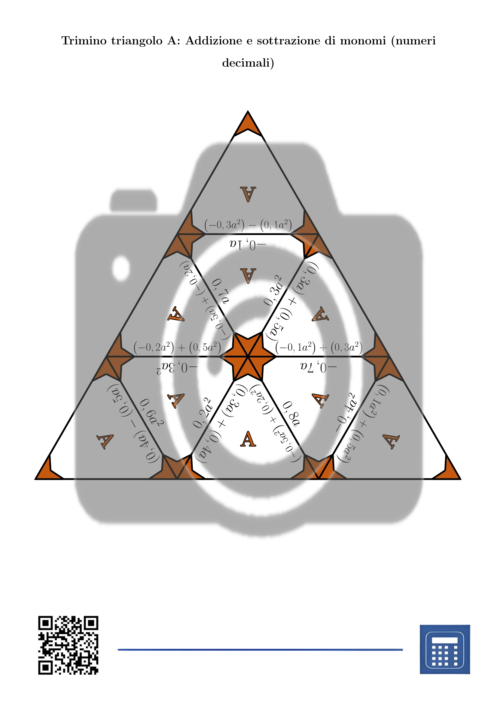 Trimino: Addizione e sottrazione di monomi (numeri decimali) - immagine 2