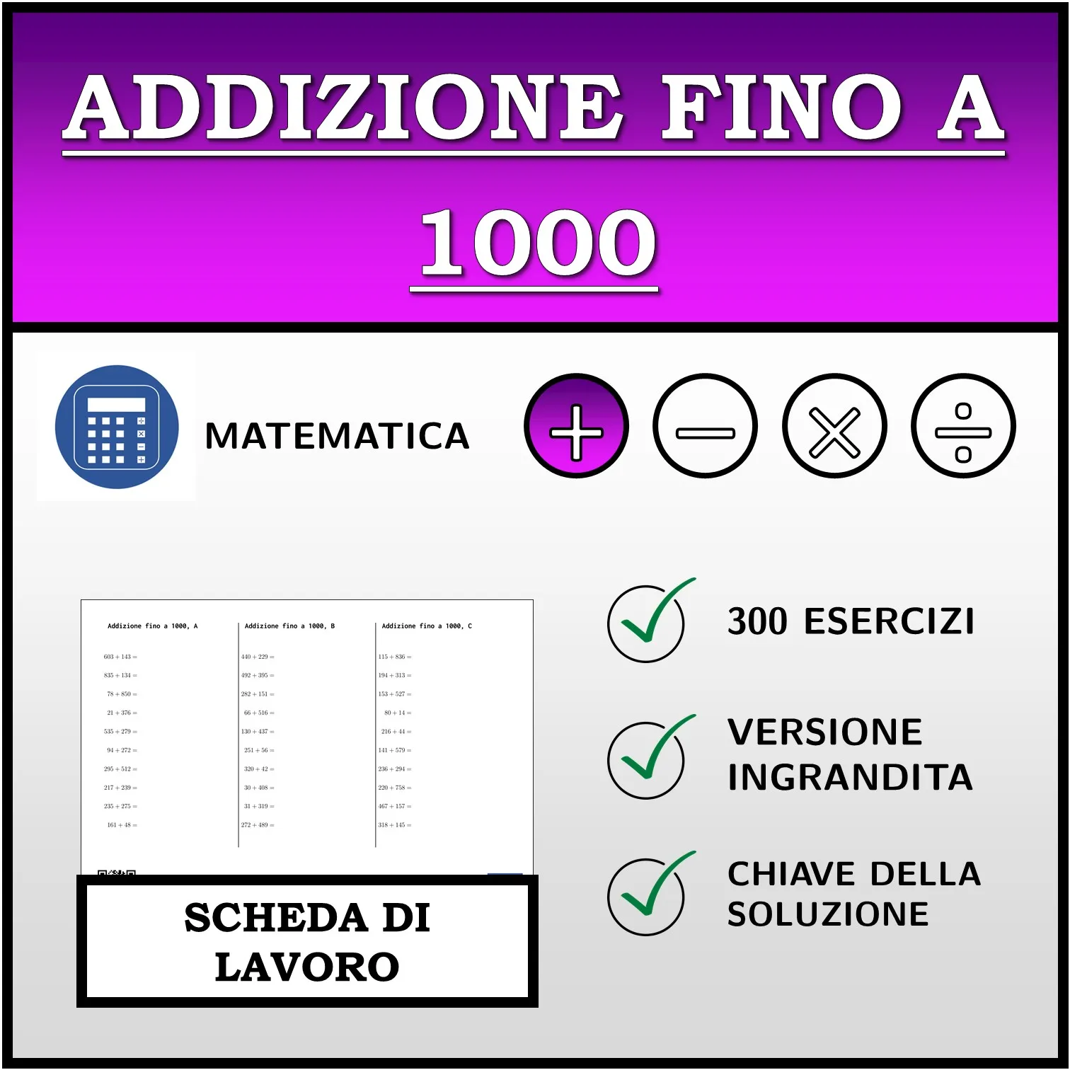 Scheda di lavoro: Addizione fino a 1000