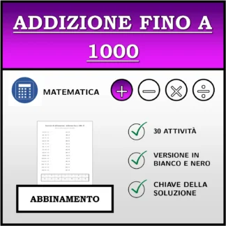 Esercizio di abbinamento: Addizione fino a 1000