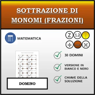 Domino: Sottrazione di monomi (frazioni)