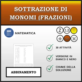 Esercizio di abbinamento: Sottrazione di monomi (frazioni)