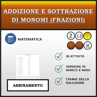 Esercizio di abbinamento: Addizione e sottrazione di monomi (frazioni)