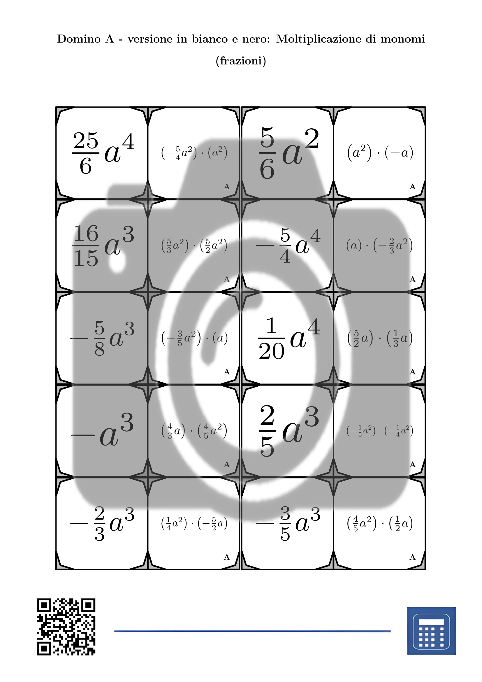 Domino: Moltiplicazione di monomi (frazioni) - immagine 3