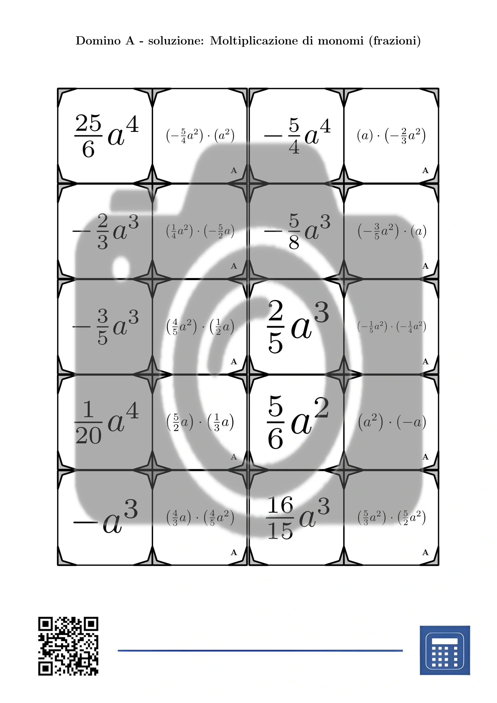 Domino: Moltiplicazione di monomi (frazioni) - immagine 4