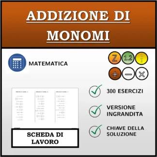 Scheda di lavoro: Addizione di monomi