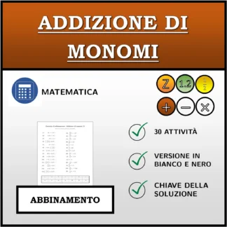 Esercizio di abbinamento: Addizione di monomi