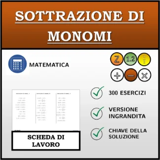 Scheda di lavoro: Sottrazione di monomi