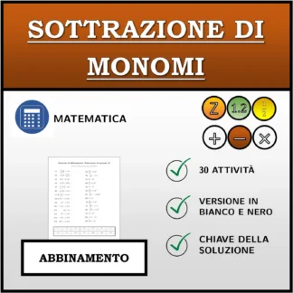 Esercizio di abbinamento: Sottrazione di monomi