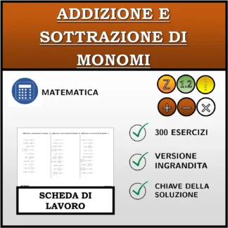 Scheda di lavoro: Addizione e sottrazione di monomi