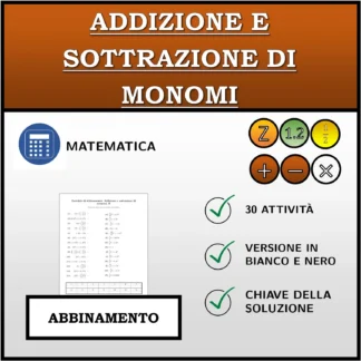 Esercizio di abbinamento: Addizione e sottrazione di monomi