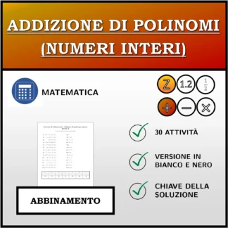 Esercizio di abbinamento: Addizione di polinomi (numeri interi)