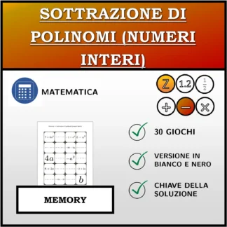 Memory: Sottrazione di polinomi (numeri interi)