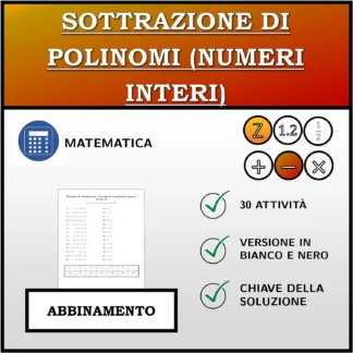 Esercizio di abbinamento: Sottrazione di polinomi (numeri interi)