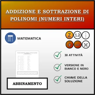 Esercizio di abbinamento: Addizione e sottrazione di polinomi (numeri interi)