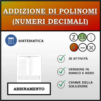 Esercizio di abbinamento: Addizione di polinomi (numeri decimali)