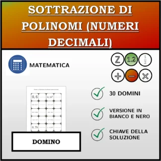 Domino: Sottrazione di polinomi (numeri decimali)