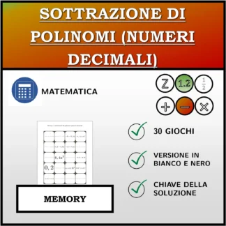 Memory: Sottrazione di polinomi (numeri decimali)