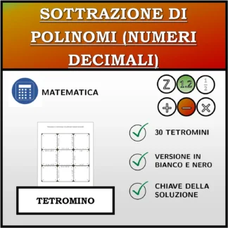 Tetramino: Sottrazione di polinomi (numeri decimali)